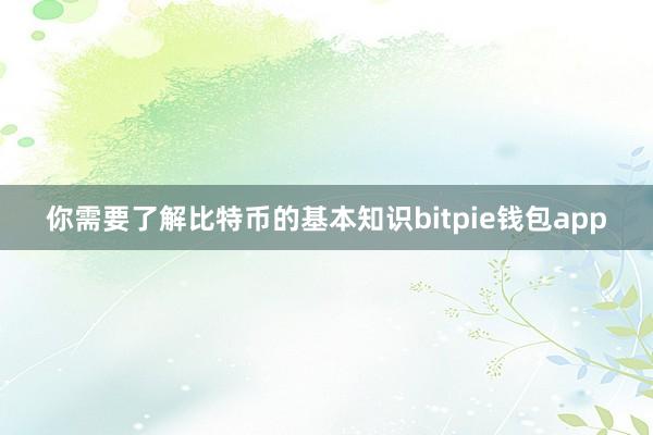 你需要了解比特币的基本知识bitpie钱包app