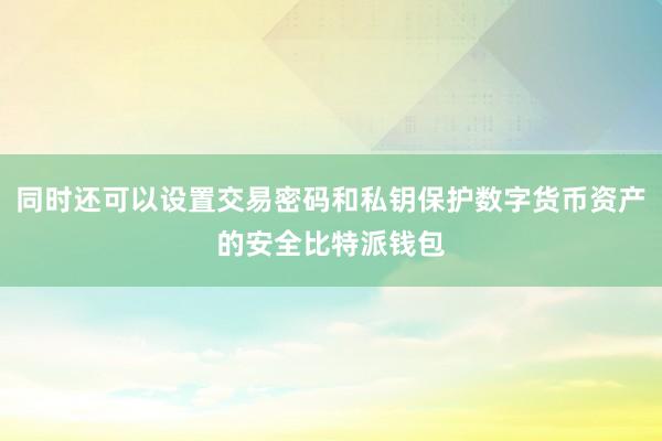 同时还可以设置交易密码和私钥保护数字货币资产的安全比特派钱包