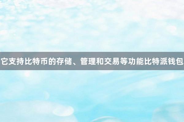 它支持比特币的存储、管理和交易等功能比特派钱包