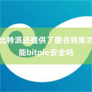 比特派还提供了匿名转账功能bitpie安全吗